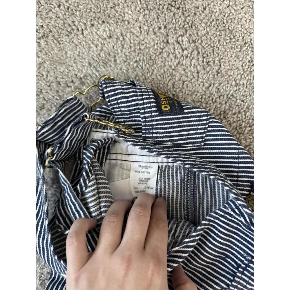 Vintage Oshkosh B'gosh Overalls Toddler Vestbak USA Railroad Blue Stripe 3/6M - Picture 5 of 5